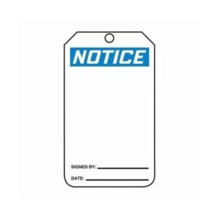 Accuform Safety Tags, NOTICE BLANK, 5.75in x 3.25in, PF-Cardstock, 25PK MDT811CTP